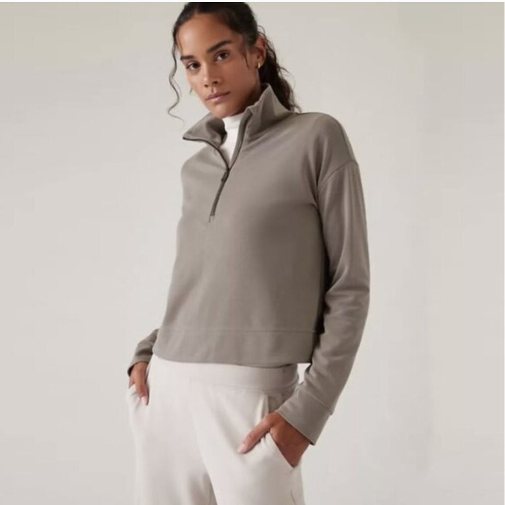 Athleta Seasoft Half Zip, Pyrite, Small